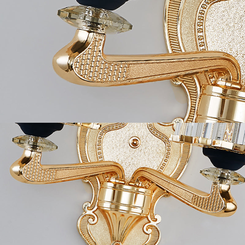 Sikunuo | Clear Crystal Block Wall Light Modern Style 1/2-Light Wall Lamp with Carved Back in Brass