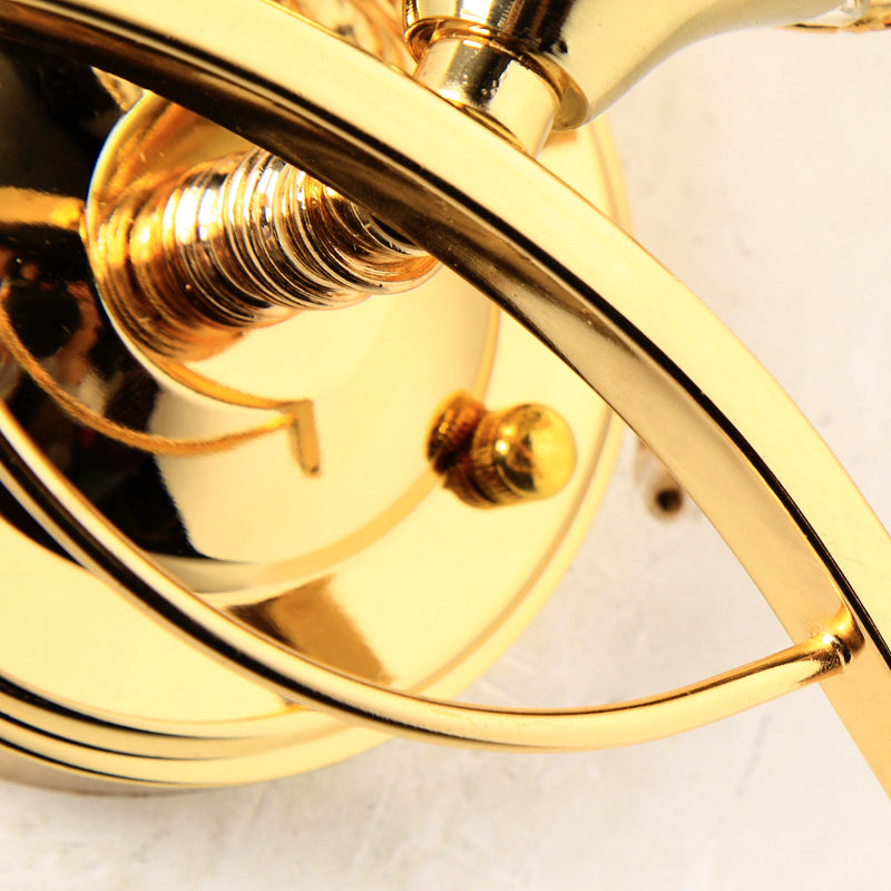 Sikunuo | Global Wall Lamp Vintage Style Metal 1 Head Chrome/Gold Wall Lamp with Clear Crystal Beads Decor