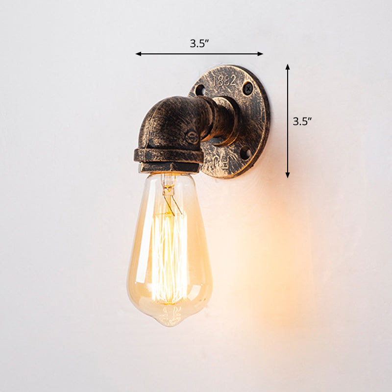 Sikunuo | Iron Water Pipe Wall Lamp Rustic Style Restaurant Wall Lighting Fixture in Bronze