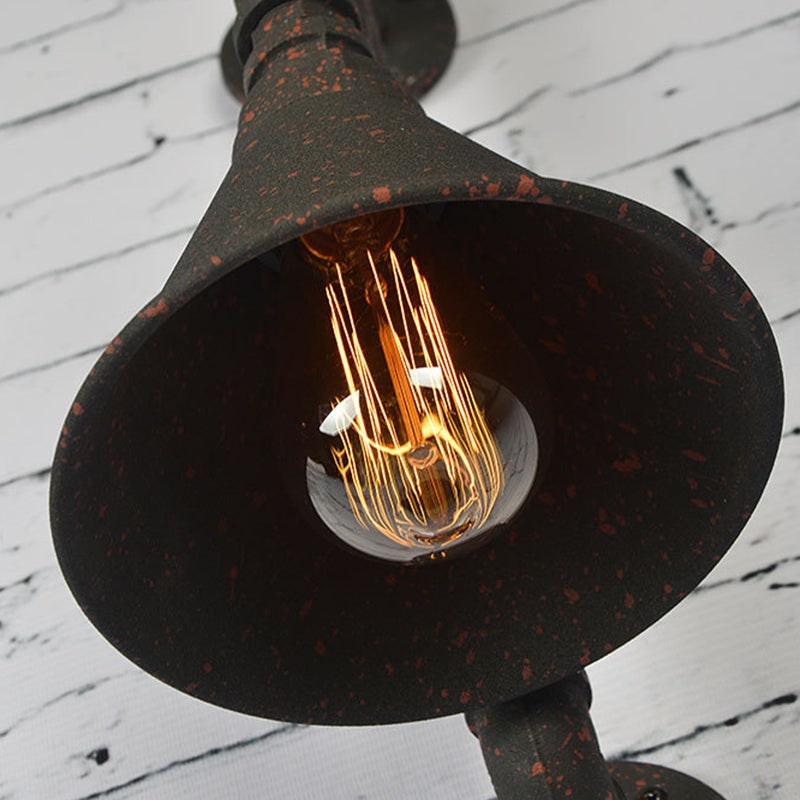 Sikunuo | Vintage Conical Wall Lamp Single Iron Wall-Mounted Lamp with Water Pipe in Rust