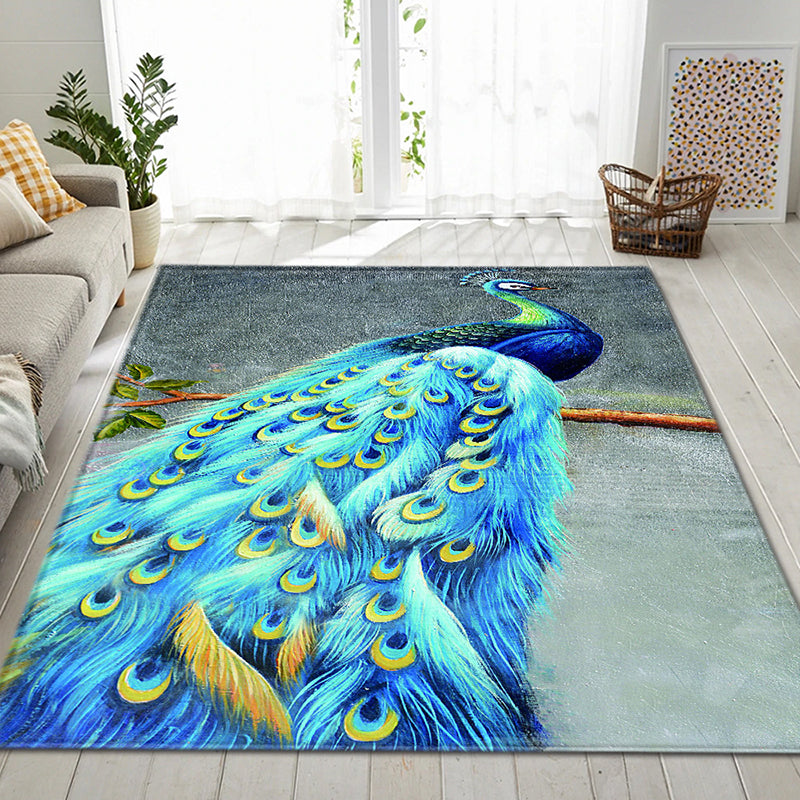 Sikunuo | Modern Children's Room Rug Multi-Color Animal Area Rug Polyester Pet-Friendly Non-Slip Washable Rug