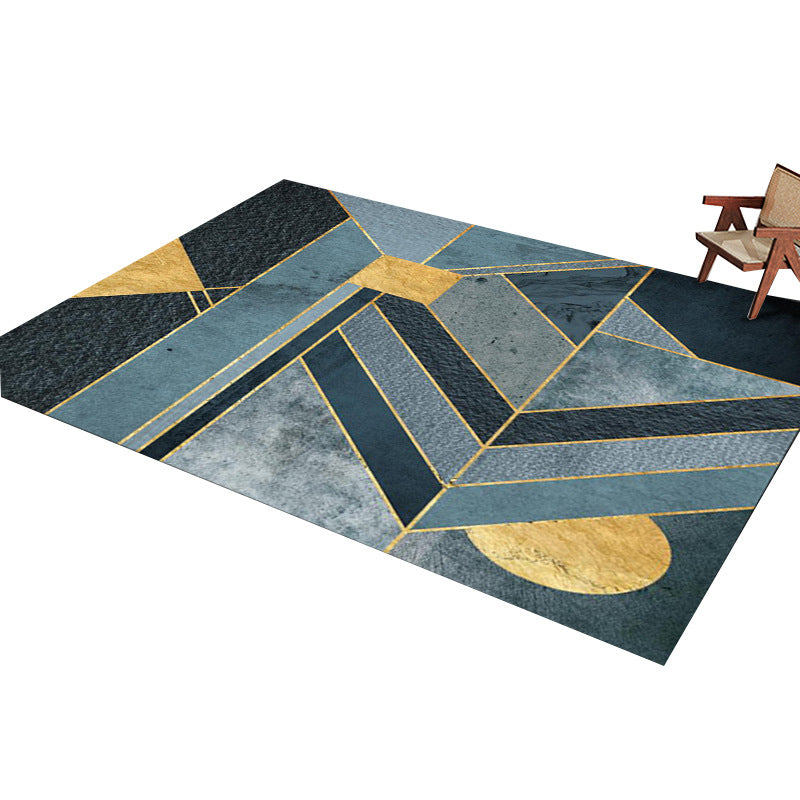 Sikunuo | Glam Home Decoration Rug Multicolored Abstract Print Rug Polypropylene Non-Slip Back Easy Care Rug
