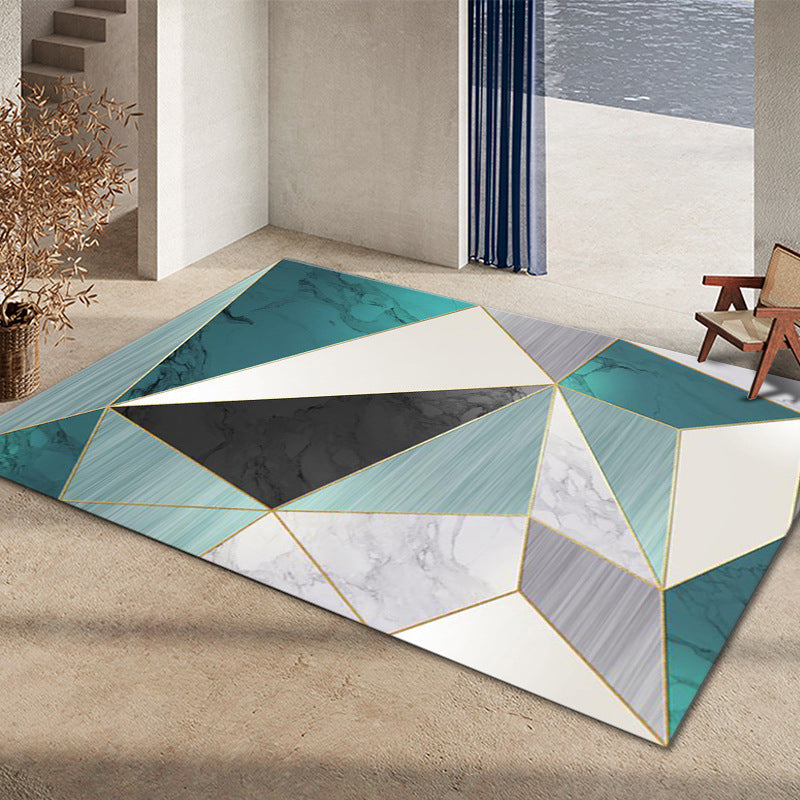 Sikunuo | Glam Home Decoration Rug Multicolored Abstract Print Rug Polypropylene Non-Slip Back Easy Care Rug