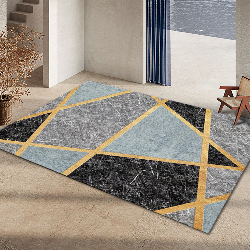 Sikunuo | Glam Home Decoration Rug Multicolored Abstract Print Rug Polypropylene Non-Slip Back Easy Care Rug