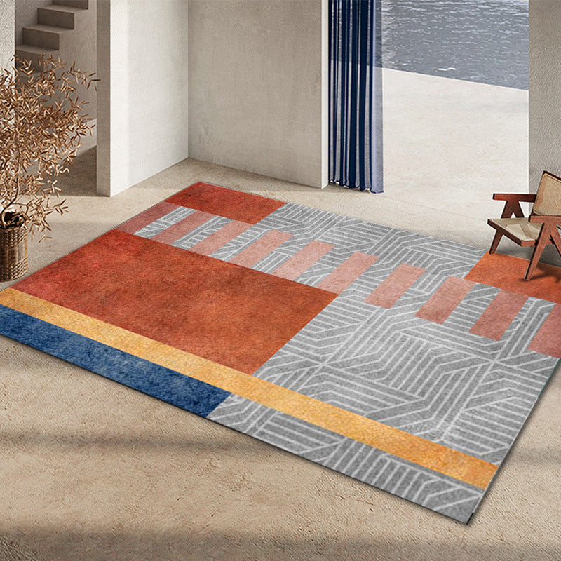 Sikunuo | Glam Home Decoration Rug Multicolored Abstract Print Rug Polypropylene Non-Slip Back Easy Care Rug