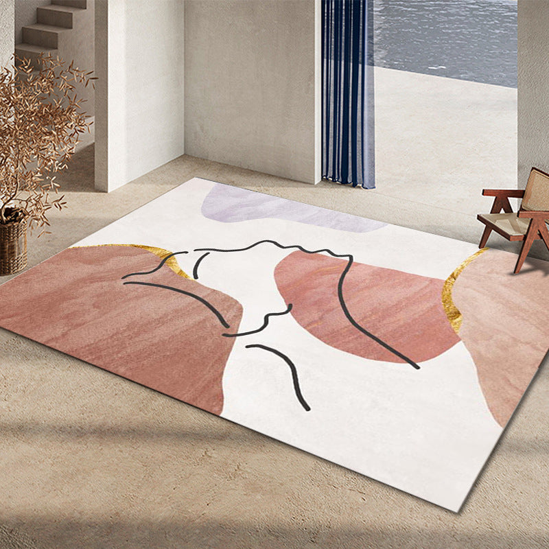 Sikunuo | Glam Home Decoration Rug Multicolored Abstract Print Rug Polypropylene Non-Slip Back Easy Care Rug