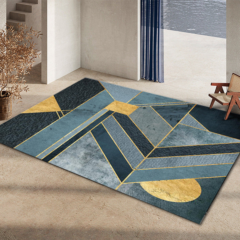 Sikunuo | Glam Home Decoration Rug Multicolored Abstract Print Rug Polypropylene Non-Slip Back Easy Care Rug