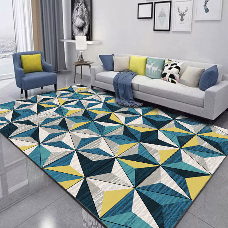 Sikunuo | New geometric carpet multicolor polyester carpet pet-friendly stain-resistant indoor carpet for living room