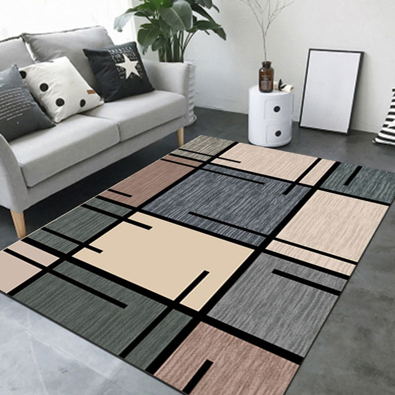 Sikunuo | New geometric carpet multicolor polyester carpet pet-friendly stain-resistant indoor carpet for living room