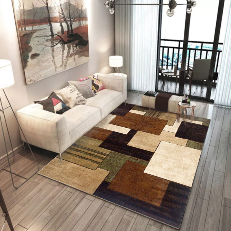Sikunuo | New Product Geometric Rug Multi-Color Polyester Rug Pet-Friendly Stain Resistant Indoor Rug for Living Room