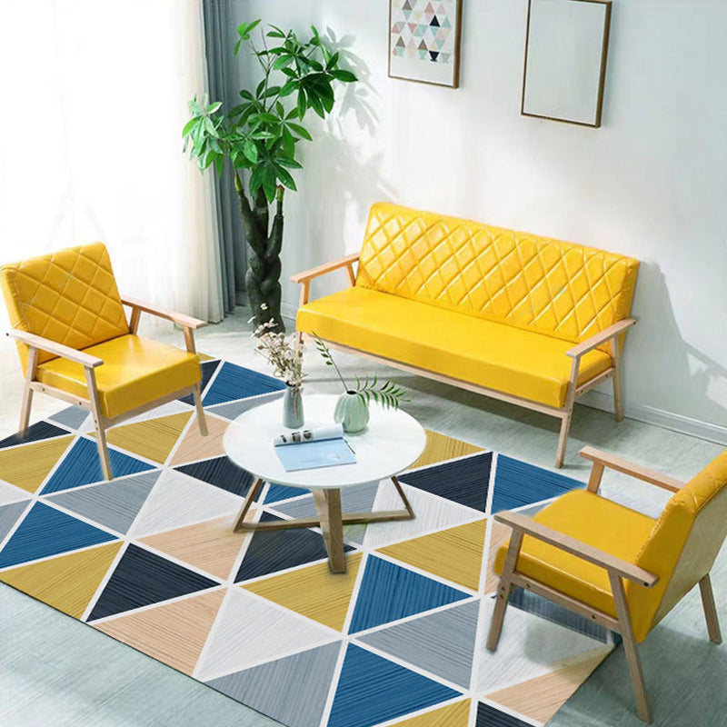 Sikunuo | New Product Geometric Rug Multi-Color Polyester Rug Pet-Friendly Stain Resistant Indoor Rug for Living Room
