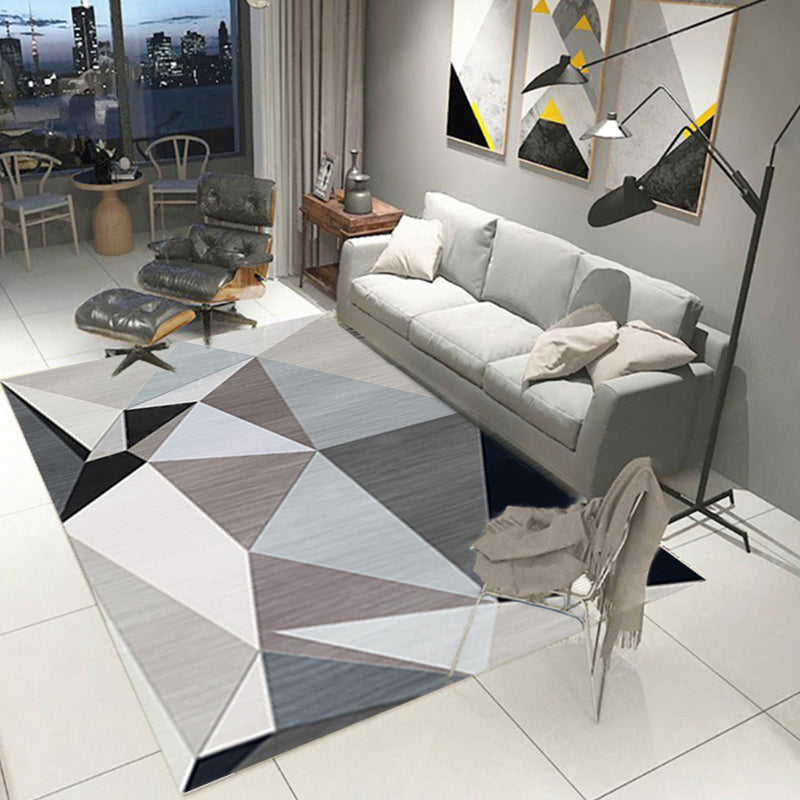 Sikunuo | New Product Geometric Rug Multi-Color Polyester Rug Pet-Friendly Stain Resistant Indoor Rug for Living Room