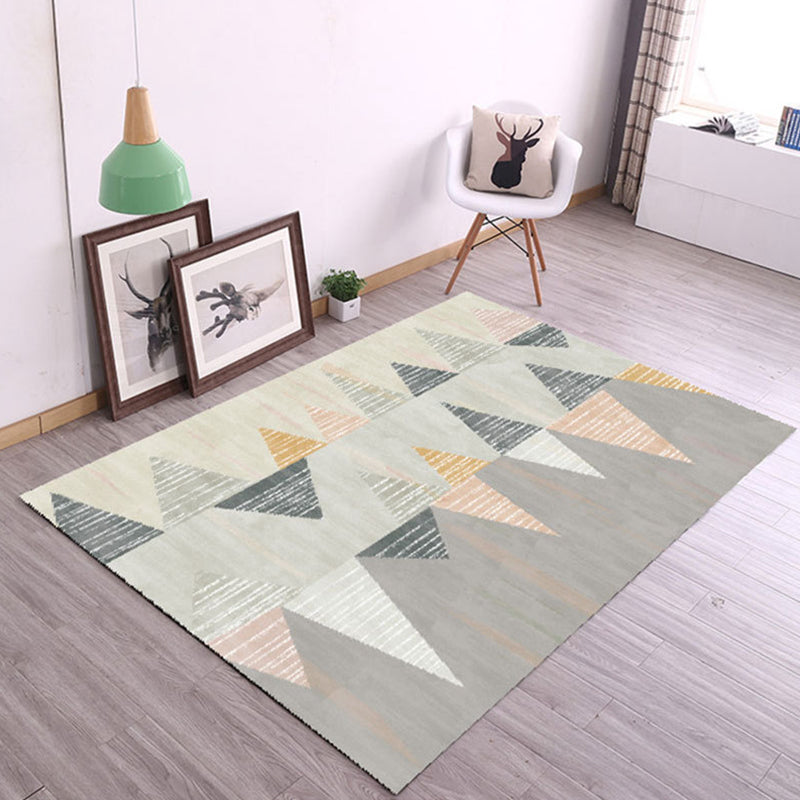 Sikunuo | New Product Geometric Rug Multi-Color Polyester Rug Pet-Friendly Stain Resistant Indoor Rug for Living Room