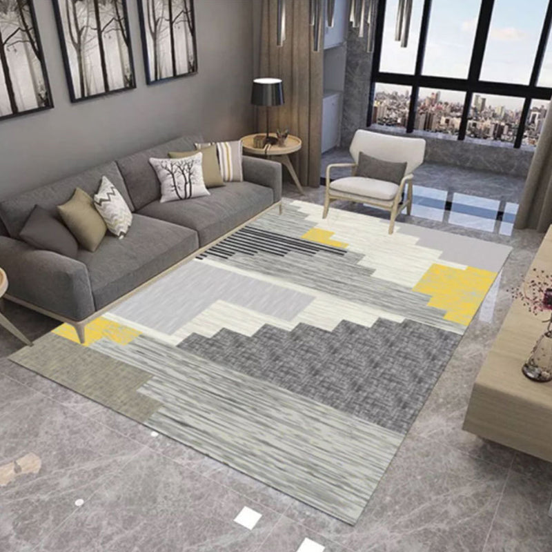 Sikunuo | New Product Geometric Rug Multi-Color Polyester Rug Pet-Friendly Stain Resistant Indoor Rug for Living Room