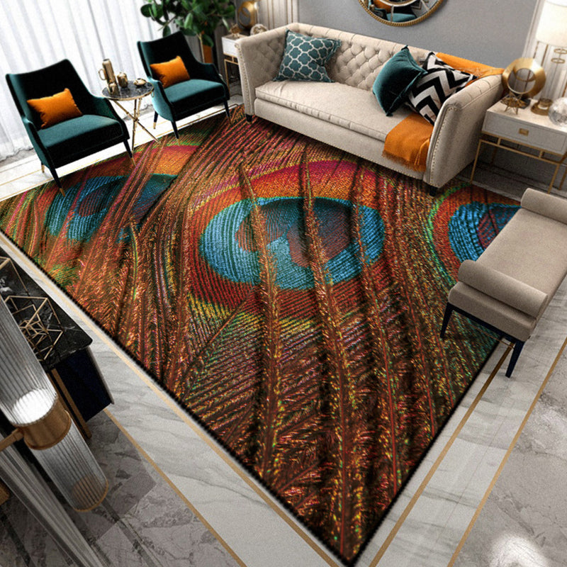 Sikunuo | Multicolored Living Room Rug Unique Animal Print Rug Polypropylene Pet Friendly Washable Area Rug