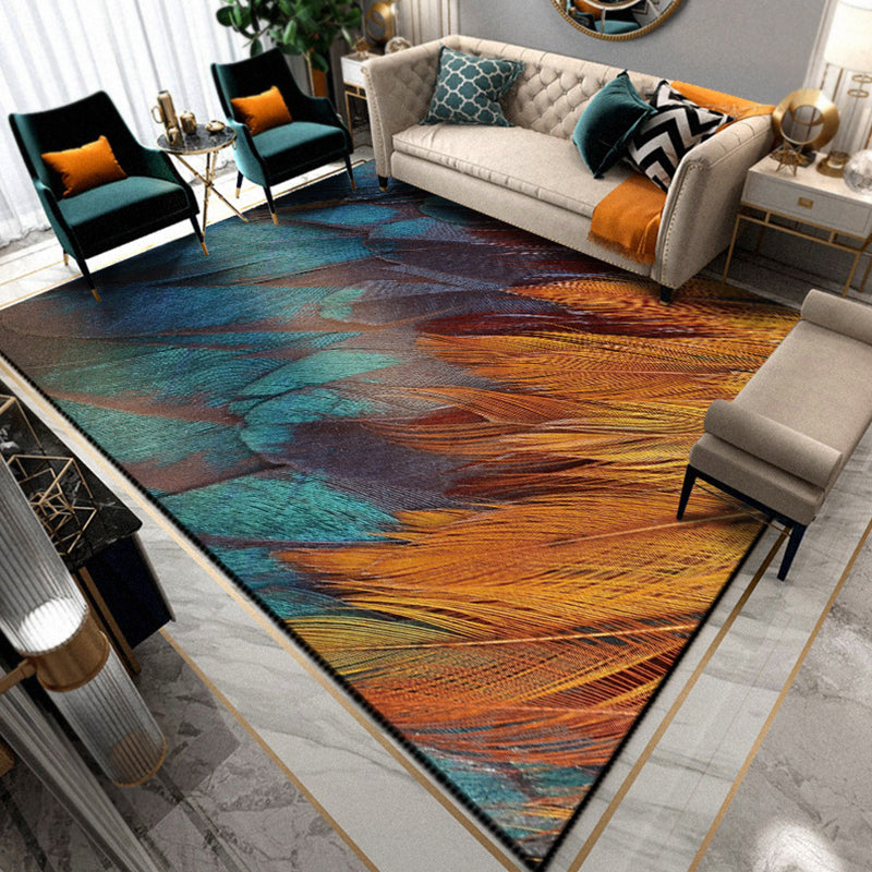 Sikunuo | Multicolored Living Room Rug Unique Animal Print Rug Polypropylene Pet Friendly Washable Area Rug