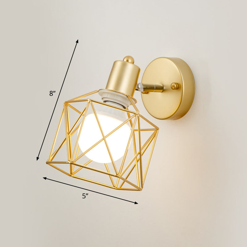 Sikunuo | Antique hexagonal wall lamp single iron swivel wall light fixture in gold