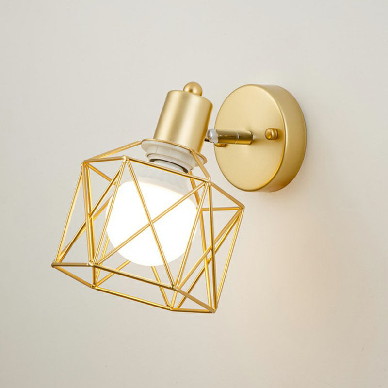 Sikunuo | Antique hexagonal wall lamp single iron swivel wall light fixture in gold