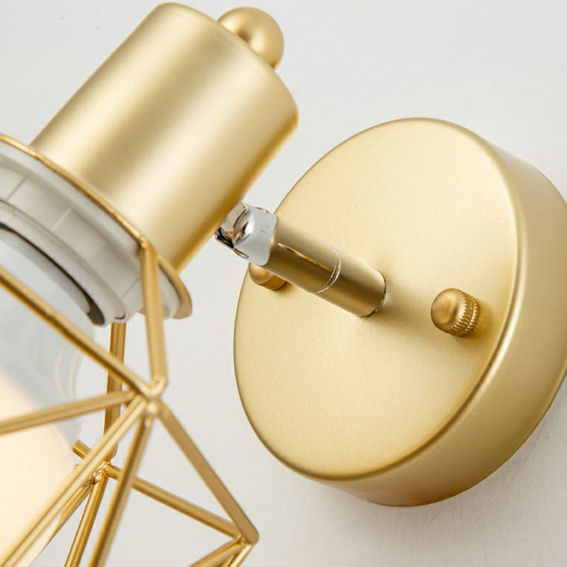 Sikunuo | Antique hexagonal wall lamp single iron swivel wall light fixture in gold