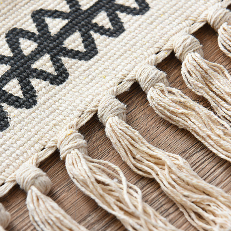 Sikunuo | Southwestern Bedroom Rug Multicolor Geometric Print Rug Polypropylene Machine Washable Rug with Fringes