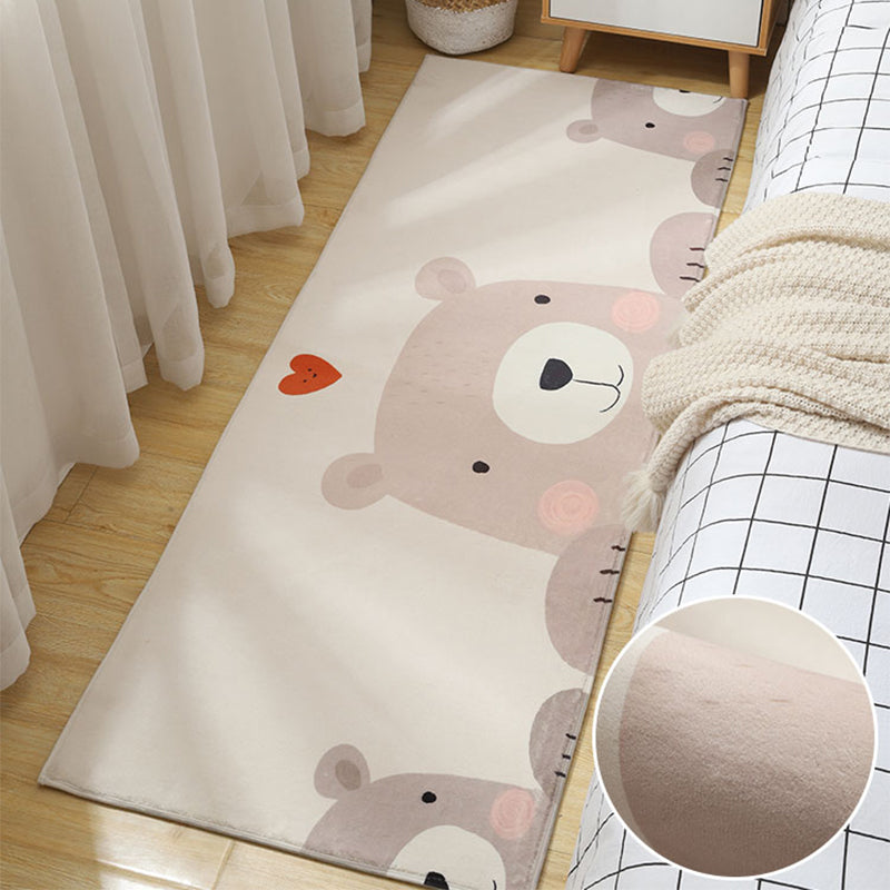 Sikunuo | Simple Animal Print Rug Multicolored Cute Indoor Rug Synthetic Non-Slip Back Stain Resistant Rug for Room