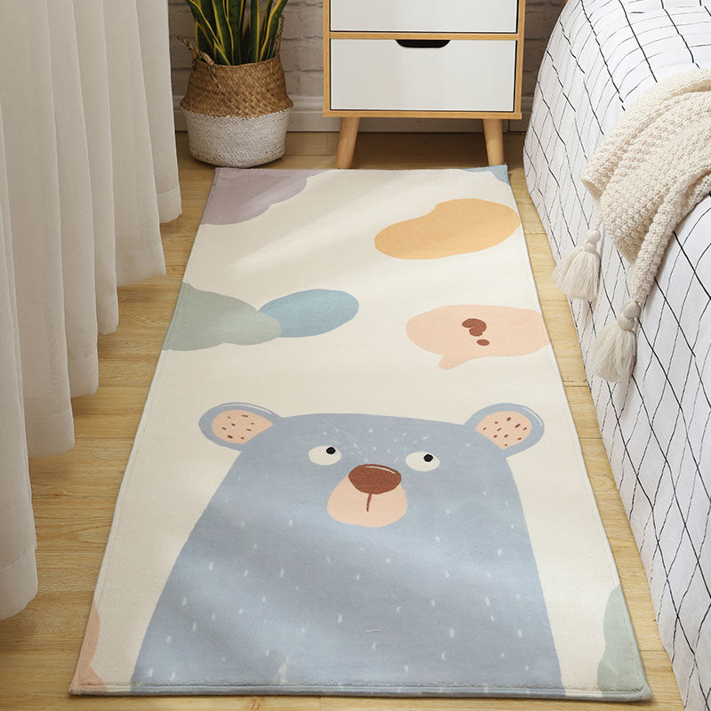 Sikunuo | Simple Animal Print Rug Multicolored Cute Indoor Rug Synthetic Non-Slip Back Stain Resistant Rug for Room