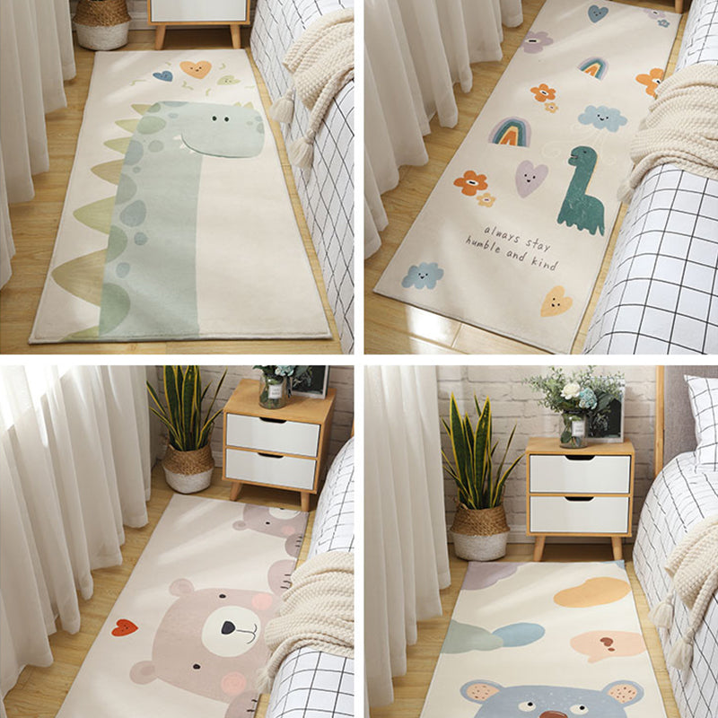 Sikunuo | Simple Animal Print Rug Multicolored Cute Indoor Rug Synthetic Non-Slip Back Stain Resistant Rug for Room