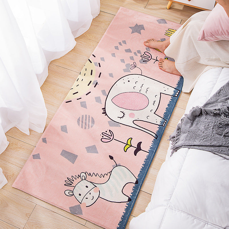 Sikunuo | Modern children's room carpet Multicolor Cartoon pattern area rug Polyester non-slip stain-resistant rug
