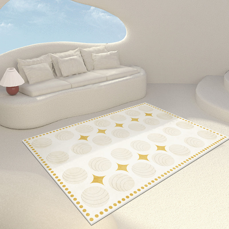Sikunuo | Casual Multicolor Relaxing Carpet Synthetic Color Block Carpet Non-Slip Back Washable Carpet for Bedroom