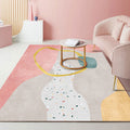 Sikunuo | Beautiful Bedroom Rug Multicolored Color Block Rug Polyester Non-slip Back Machine Washable Rug