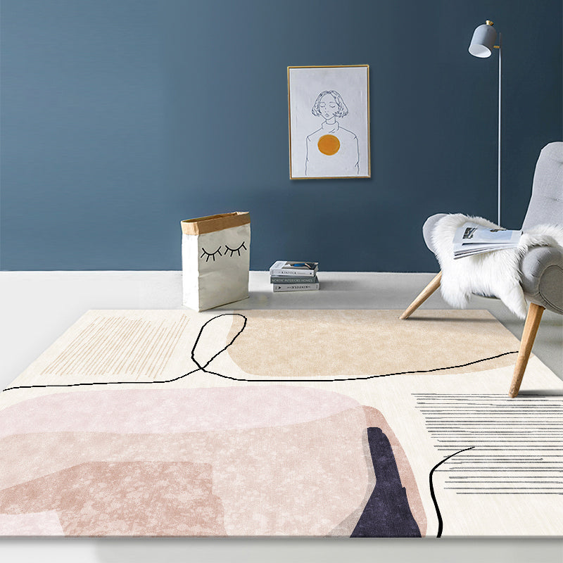 Sikunuo | Creative decorative carpet Multicolored abstract print carpet Polypropylene non-slip backing pet-friendly carpet