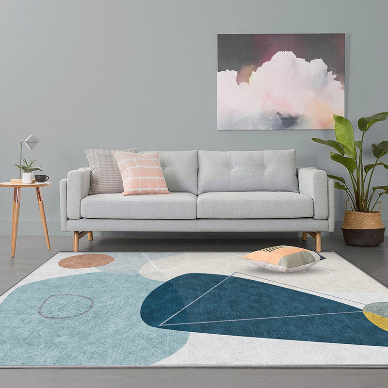 Sikunuo | Creative decorative carpet Multicolored abstract print carpet Polypropylene non-slip backing pet-friendly carpet