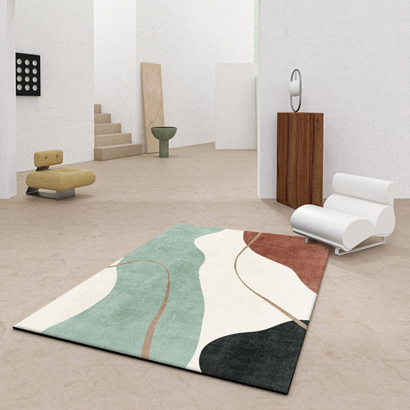 Sikunuo | Western Home Rug Multicolored Abstract Pattern Rug Synthetic Non-Slip Washable Rug