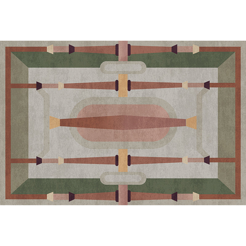 Sikunuo | Morandi color geometric rug synthetic western rug non-slip backing machine washable rug for the living room