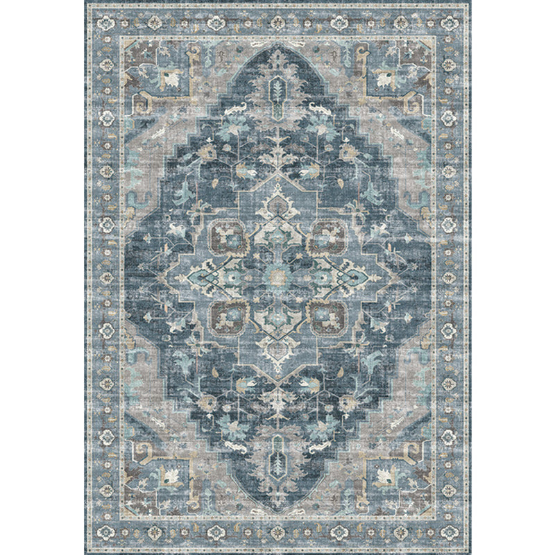 Sikunuo | Retro Floral Print Rug Multicolored Rustic Area Rug Polypropylene Easy Care Non-Slip Backing Rug for Room