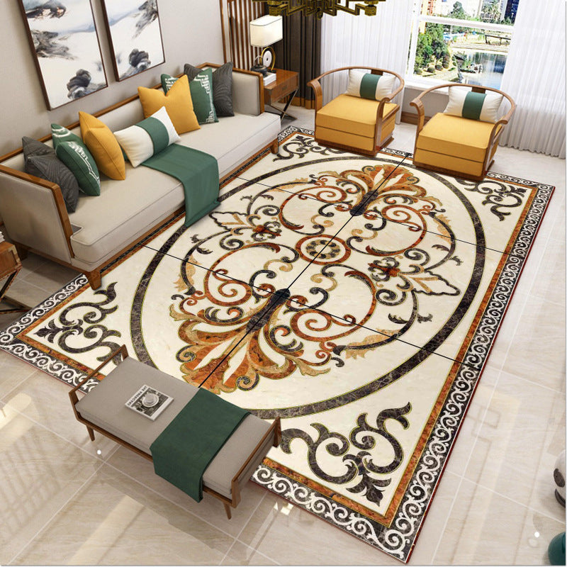 Sikunuo | Luxury Southwest Rug Multicolored Floral Print Rug Pet-Friendly Easy to Care Washable Rug for the Living Room