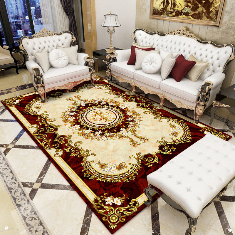 Sikunuo | Antique patterned rug multicolored polypropylene indoor rug easy care washable rug for living room