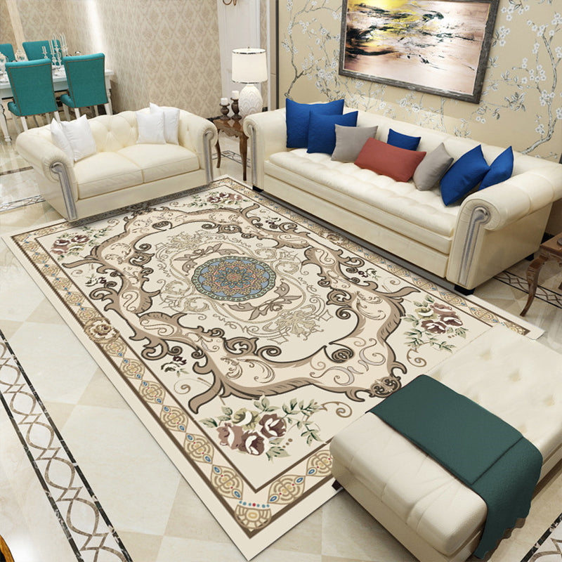 Sikunuo | Antique patterned rug multicolored polypropylene indoor rug easy care washable rug for living room