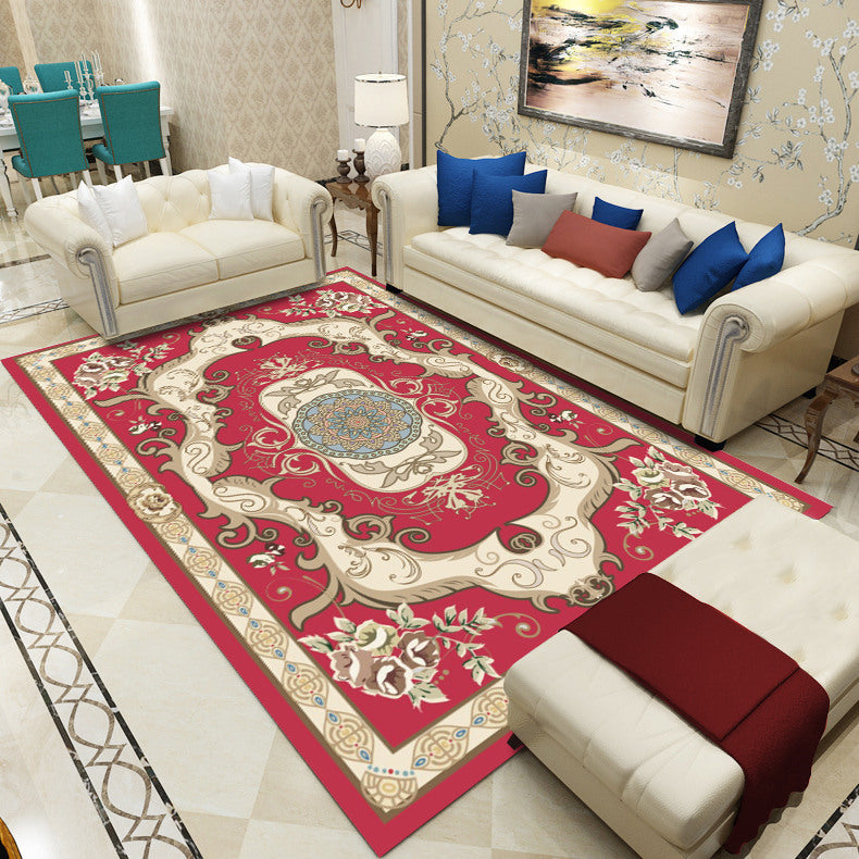 Sikunuo | Antique patterned rug multicolored polypropylene indoor rug easy care washable rug for living room