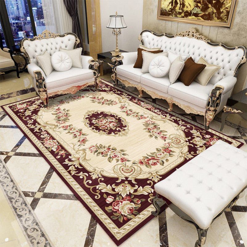 Sikunuo | Antique patterned rug multicolored polypropylene indoor rug easy care washable rug for living room