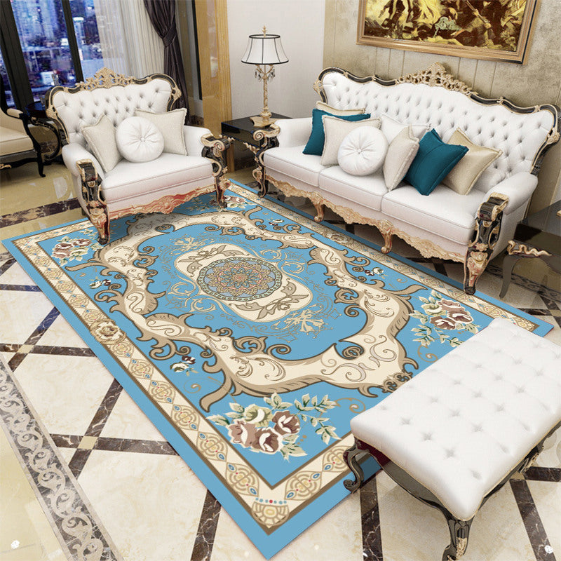 Sikunuo | Antique patterned rug multicolored polypropylene indoor rug easy care washable rug for living room