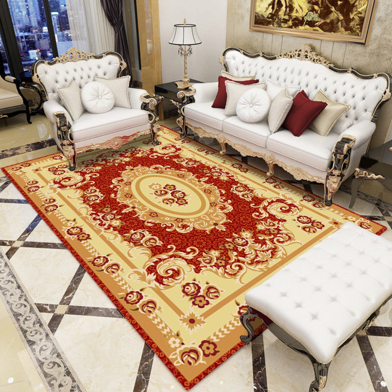 Sikunuo | Antique patterned rug multicolored polypropylene indoor rug easy care washable rug for living room