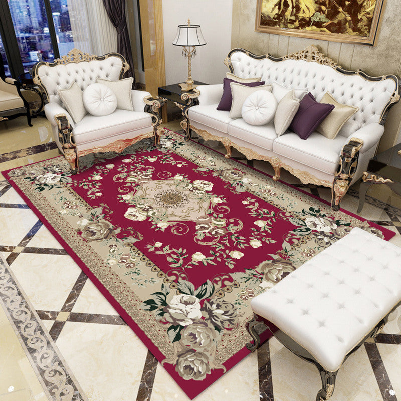 Sikunuo | Antique patterned rug multicolored polypropylene indoor rug easy care washable rug for living room
