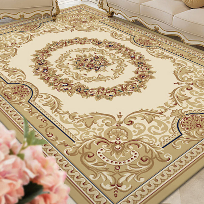 Sikunuo | Multicolored Living Room Carpet Olden Floral Pattern Carpet Polyester Easy Care Machine Washable Indoor Carpet