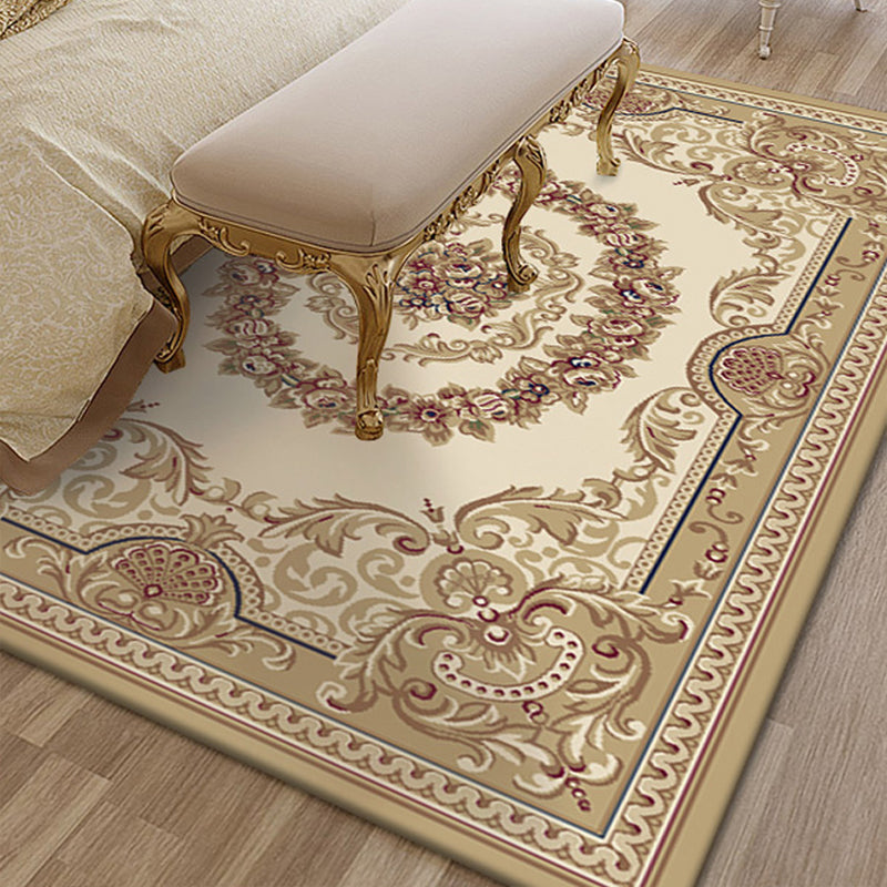 Sikunuo | Multicolored Living Room Carpet Olden Floral Pattern Carpet Polyester Easy Care Machine Washable Indoor Carpet