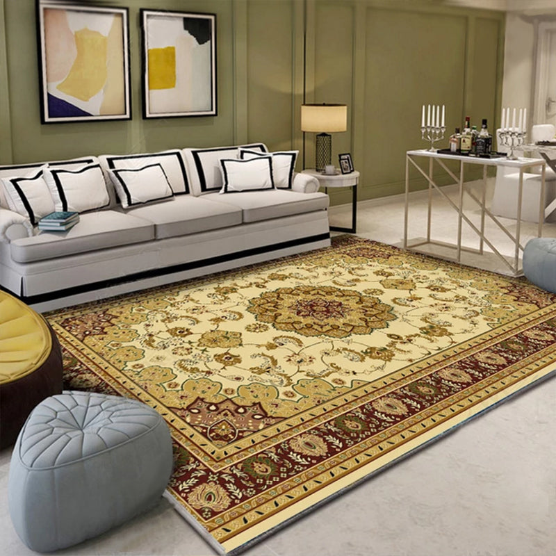 Sikunuo | Western Floral Printed Rug Multifunctional Polyester Rug Pet-friendly Non-slip Rug for Living Room