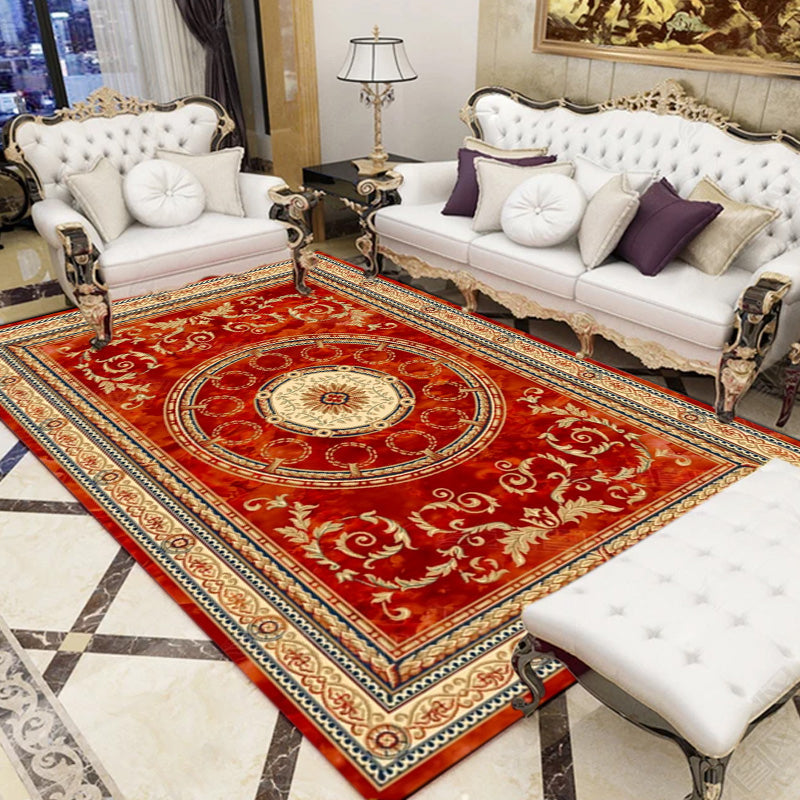 Sikunuo | Western Floral Printed Rug Multifunctional Polyester Rug Pet-friendly Non-slip Rug for Living Room