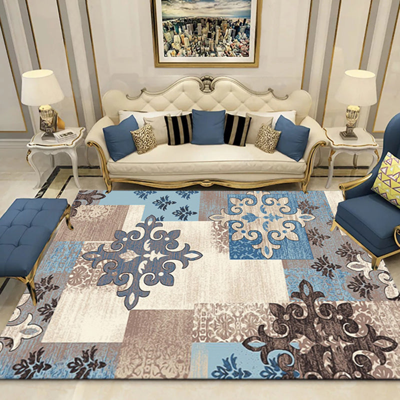 Sikunuo | Indian Living Room Rug Multicolored Geometric Pattern Indoor Rug Polyester Pet Friendly Washable Rug