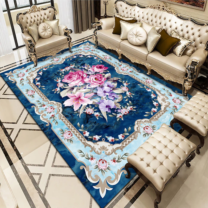 Sikunuo | Multicolored living room carpet American floral design carpet synthetic easy-care non-slip carpet
