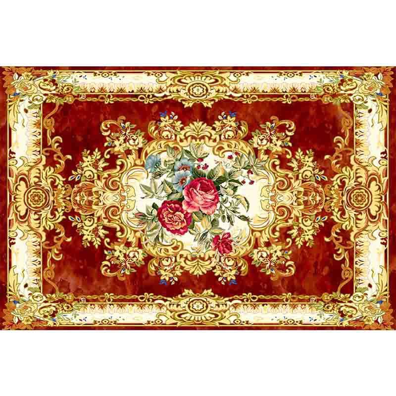 Sikunuo | Multicolored living room carpet American floral design carpet synthetic easy-care non-slip carpet